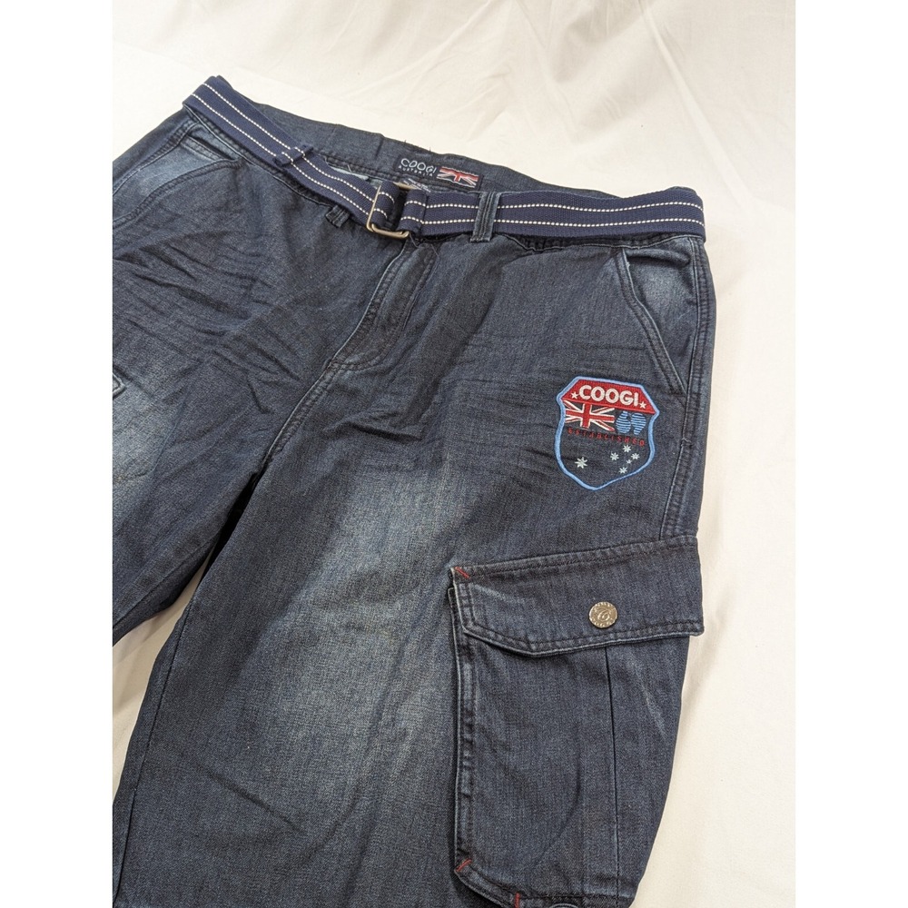 Coogi Shorts Blue Long Cargo Baggy Grunge Embroidered Australia‎ Patches Size 40